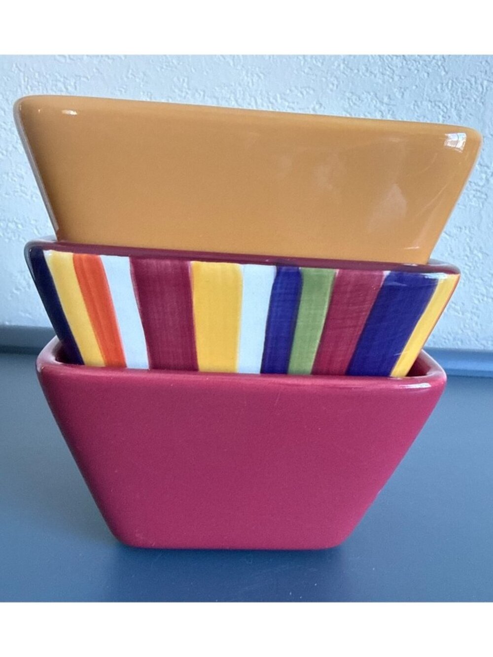The Pampered Chef Set Of 3 Simple Additions Bowls - Multi-Color Ceramic - Dishwa